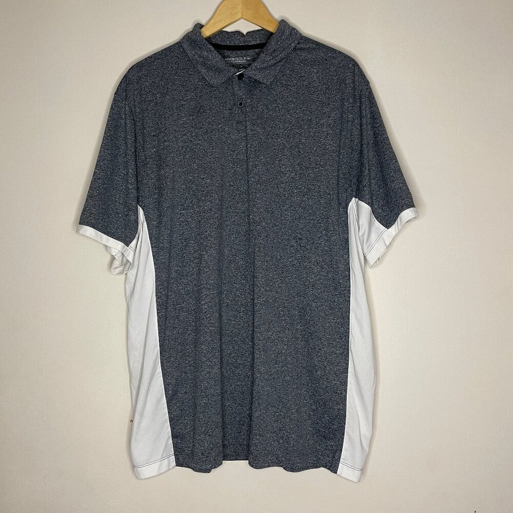 Nike Golf Tour Performance Dri Fit Shirt Men's 2XL Gray Short Sleeve Polo Golfer